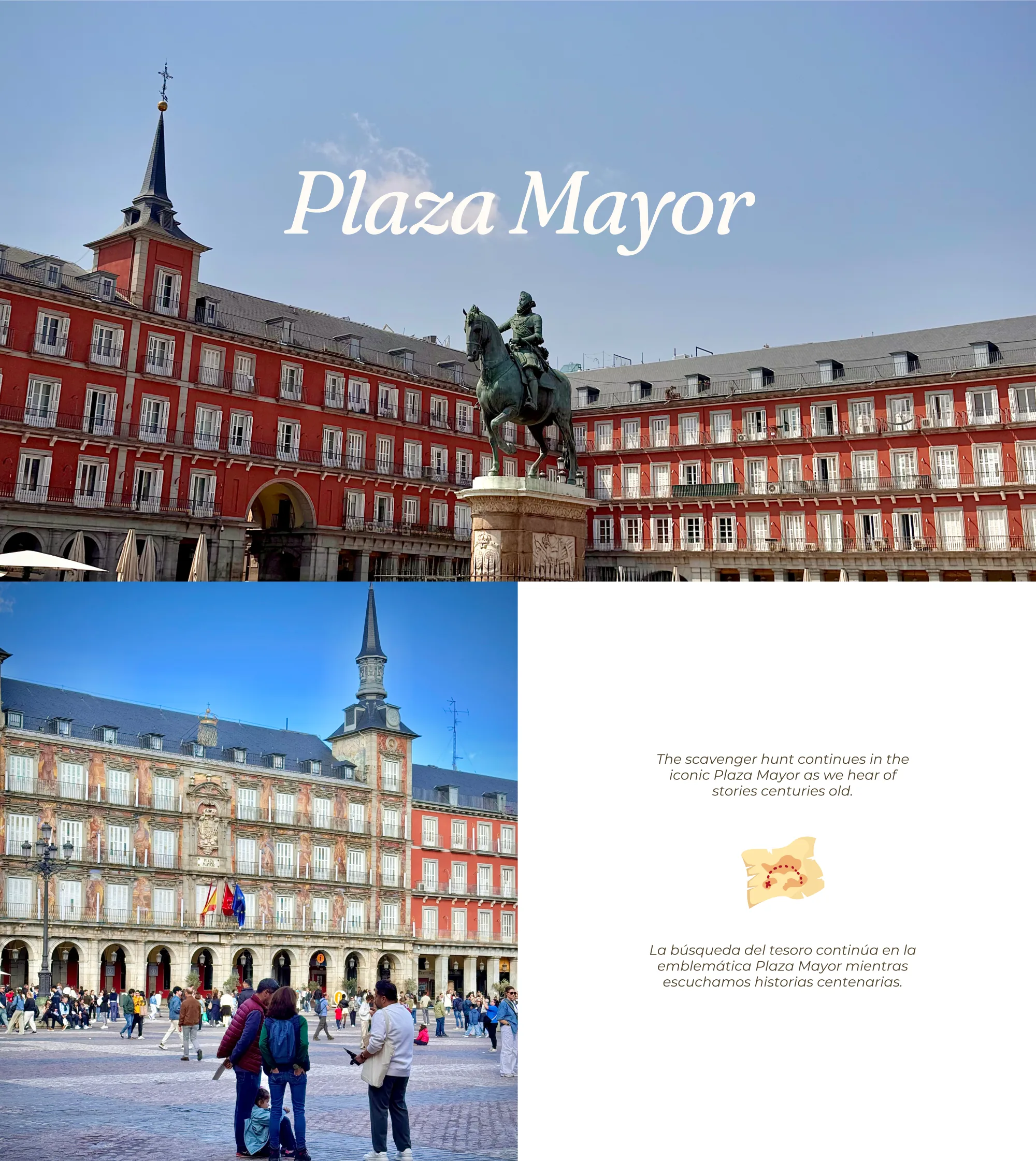 Plaza Mayor — the scavenger hunt continues with centuries-old stories